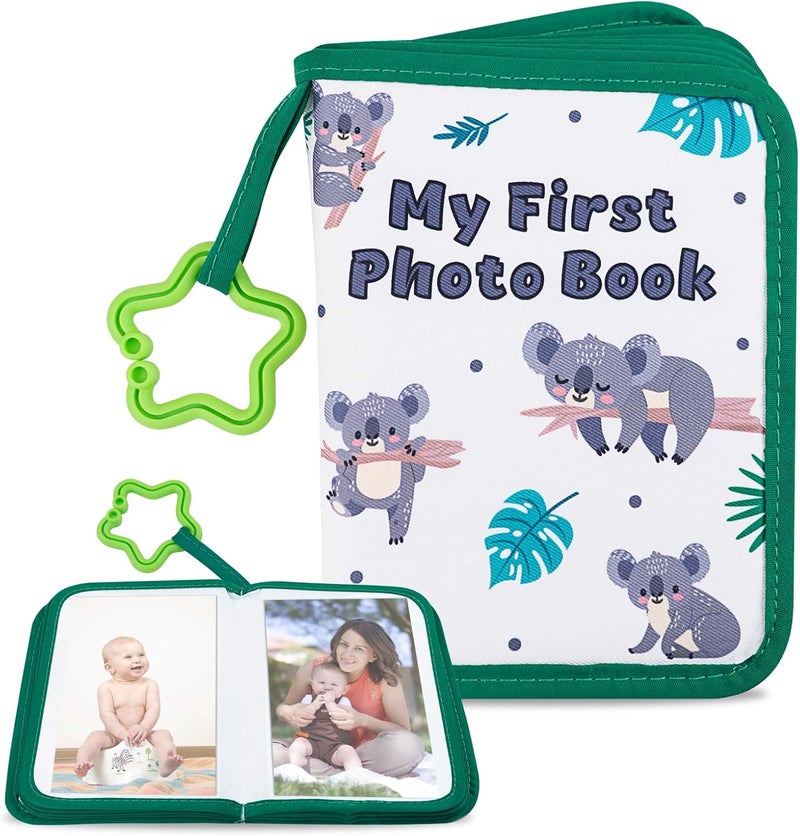 abcxgood Products My First Family Album photo book Holds 4 x 6 in photos soft baby book Suitable for newborns Children's personalized (Green) - Image 1